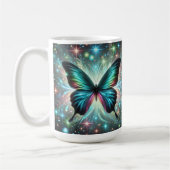 Schmetterling mit galaktischem Glühen und glühende Kaffeetasse (Links)