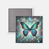 Schmetterling mit galaktischem Glühen und glühende Magnet (Vorderseite/Rückseite)