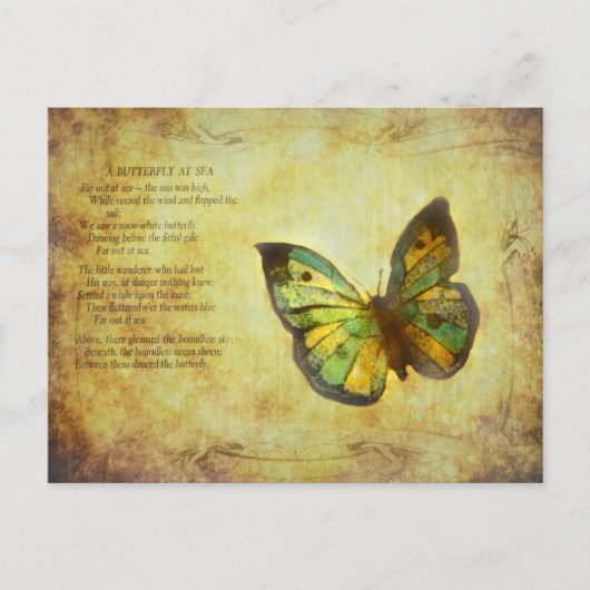 Schmetterling mit Gedicht Postkarte (Vorderseite)