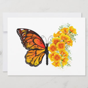 Schmetterling mit gelbem Kalifornischen Klatschmoh Ankündigung