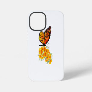 Schmetterling mit gelbem Kalifornischen Klatschmoh iPhone 12 Mini Hülle