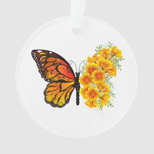 Schmetterling mit gelbem Kalifornischen Klatschmoh Ornament