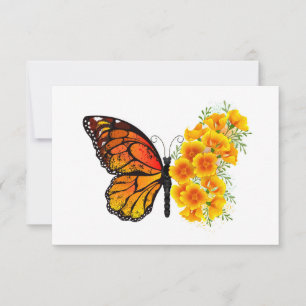 Schmetterling mit gelbem Kalifornischen Klatschmoh RSVP Karte
