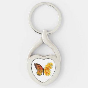 Schmetterling mit gelbem Kalifornischen Klatschmoh Schlüsselanhänger