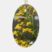 Schmetterling mit gelben Wildblumen Keramik Ornament (Links)