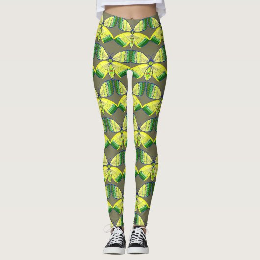 Schmetterling mit geometrischem Strassendesign Leggings (Vorderseite)