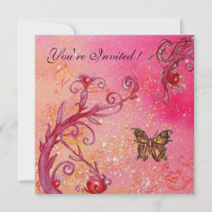 SCHMETTERLING MIT GLITZER Elegante Pink Hochzeitsf Einladung
