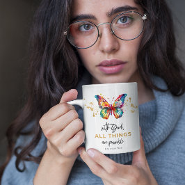 Schmetterling mit Gott alles ist möglich Kaffeetasse