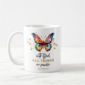 Schmetterling mit Gott alles ist möglich Kaffeetasse (Links)