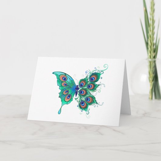 Schmetterling mit grünen Pfauenfedern (Vorderseite)