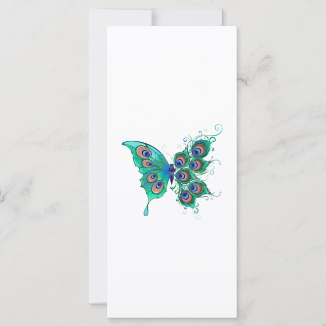 Schmetterling mit grünen Pfauenfedern (Vorderseite)