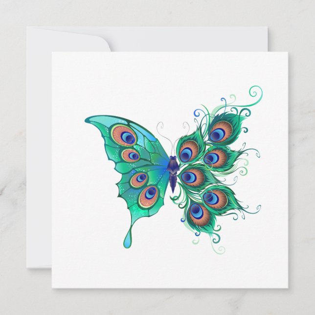 Schmetterling mit grünen Pfauenfedern (Vorderseite)