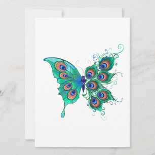 Schmetterling mit grünen Pfauenfedern Ankündigung