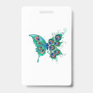 Schmetterling mit grünen Pfauenfedern Ausweis