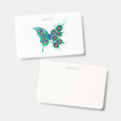 Schmetterling mit grünen Pfauenfedern Ausweis (Vorder- & Rückseite)