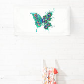 Schmetterling mit grünen Pfauenfedern Banner (InSitu)