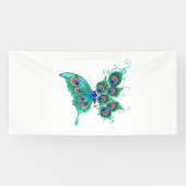 Schmetterling mit grünen Pfauenfedern Banner (Horizontal)