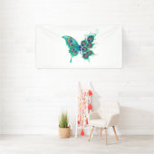 Schmetterling mit grünen Pfauenfedern Banner (Insitu)