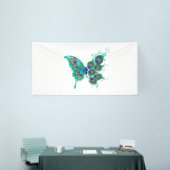 Schmetterling mit grünen Pfauenfedern Banner (Messeveranstaltung)