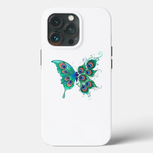 Schmetterling mit grünen Pfauenfedern Case-Mate iPhone Hülle (Rückseite)