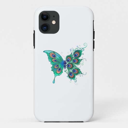Schmetterling mit grünen Pfauenfedern Case-Mate iPhone Hülle (Rückseite)