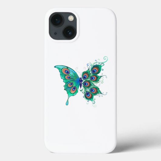 Schmetterling mit grünen Pfauenfedern Case-Mate iPhone Hülle (Rückseite)