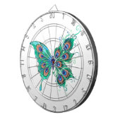 Schmetterling mit grünen Pfauenfedern Dartscheibe (Vorderseite rechts)