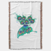 Schmetterling mit grünen Pfauenfedern Decke (Vorderseite Vertikal)