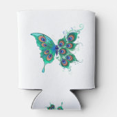 Schmetterling mit grünen Pfauenfedern Dosenkühler (Rückseite)