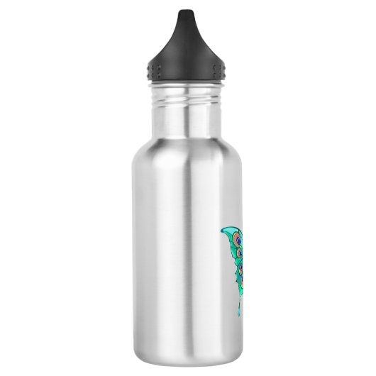 Schmetterling mit grünen Pfauenfedern Edelstahlflasche (Links)