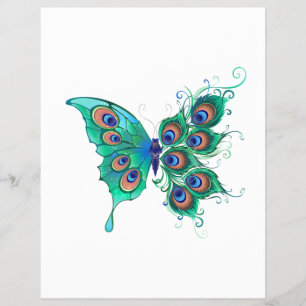 Schmetterling mit grünen Pfauenfedern Flyer