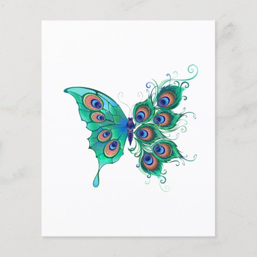 Schmetterling mit grünen Pfauenfedern Flyer (Vorne)