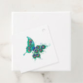 Schmetterling mit grünen Pfauenfedern Geschenkanhänger (Beispiel)