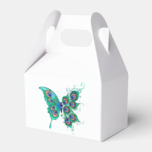 Schmetterling mit grünen Pfauenfedern Geschenkschachtel