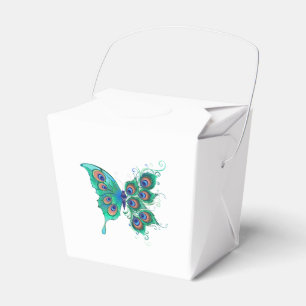 Schmetterling mit grünen Pfauenfedern Geschenkschachtel