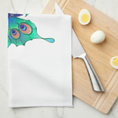 Schmetterling mit grünen Pfauenfedern Geschirrtuch (Viertel Falte)