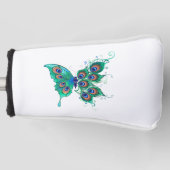 Schmetterling mit grünen Pfauenfedern Golf Headcover (Vorderseite)