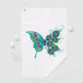 Schmetterling mit grünen Pfauenfedern Golfhandtuch (Insitu)