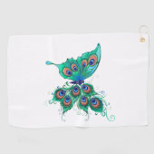 Schmetterling mit grünen Pfauenfedern Golfhandtuch (Horizontal)