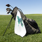 Schmetterling mit grünen Pfauenfedern Golfhandtuch (Gras)