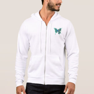 Schmetterling mit grünen Pfauenfedern Hoodie