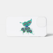Schmetterling mit grünen Pfauenfedern iPhone Hülle (Rückseite (Horizontal))