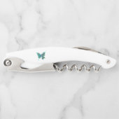 Schmetterling mit grünen Pfauenfedern Kellnermesser (Vorderseite)