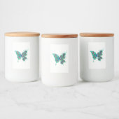 Schmetterling mit grünen Pfauenfedern Lebensmitteletikett (Flaschen)