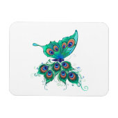 Schmetterling mit grünen Pfauenfedern Magnet (Horizontal)