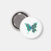 Schmetterling mit grünen Pfauenfedern Magnet (Vorderseite/Rückseite)