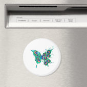 Schmetterling mit grünen Pfauenfedern Magnet (In Situ (Geschirrspüler))