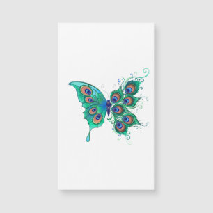 Schmetterling mit grünen Pfauenfedern Magnetkarte