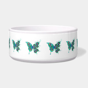 Schmetterling mit grünen Pfauenfedern Napf