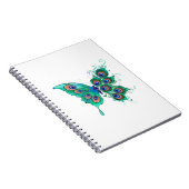 Schmetterling mit grünen Pfauenfedern Notizblock (Rechte Seite)